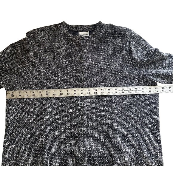 BonWorth Womens M Petite Black & Gray Button-Up Cardigan Sweater - Picture 6 of 8